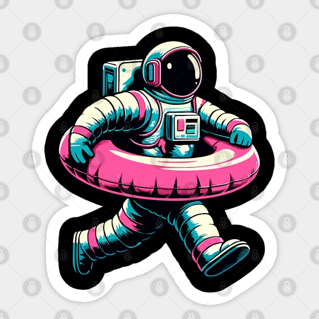 Pool Party Astronaut Pink Float Funny Space Sticker by KsuAnn